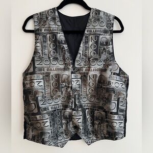 VINTAGE Zighi Button Front Vest Waistcoat Y2K 2000 Millenium Motif Made Canada